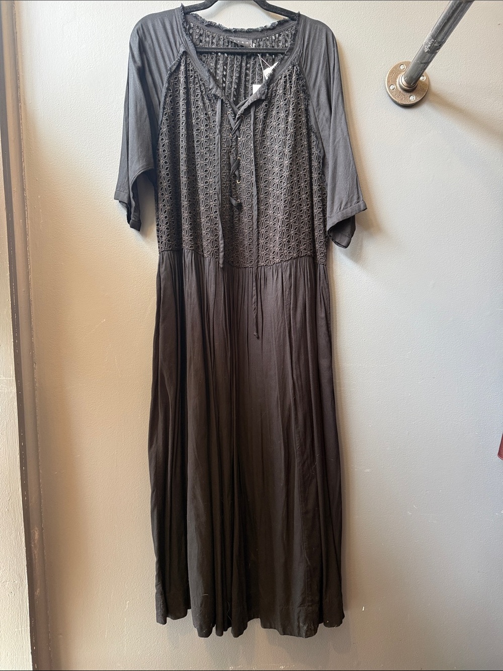 Hatch Black Crochet-Bodice Maxi Dress